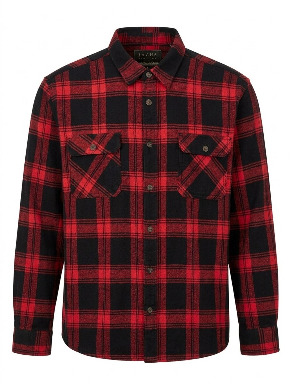 Jachs NY Mens XXL Red Black Buffalo Check Flannel Shirt Heavy Cotton Workshirt